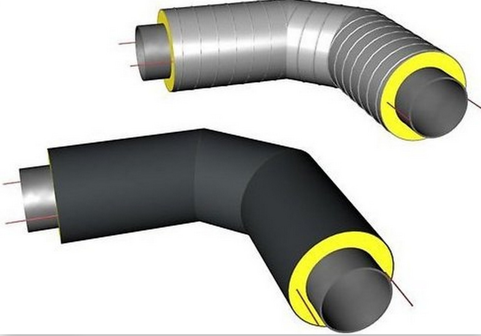 Отвод 90гр 76*3,5-2 (160)-ППУ-ПЭ ГОСТ 30732-2006 с ОДК